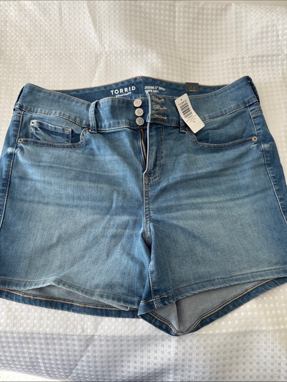 torrid Light Blue Triple-Button Denim Shorts